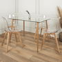 Home Deco Factory Mesa Comedor Essentiel Cristal y Metal Efecto Madera 75x115 cm