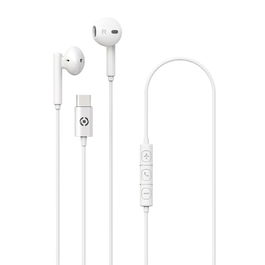 Celly Auriculares UP1100 USB-C con Micrófono, Control Volumen Blanco
