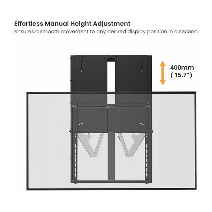 EQUIP 1TFT Up-Down 1Gelenk Soporte de Pared TV 60-100 Pulgadas, Movimiento Vertical, Capacidad 90 Kg, VESA 200x200 a 800x600, Negro EQUIP 1TFT Up-Down 1Gelenk Soporte de Pared TV 60-100 Pulgadas, Movimiento Vertical, Capacidad 90 Kg, VESA 200x200 a 800x600, Negro