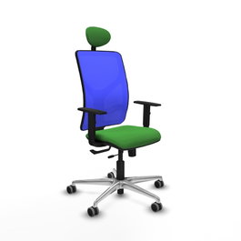 PIQUERAS Y CRESPO Silla de oficina Motilla con mecanismo Sincro/Traslack, Verde y Azul