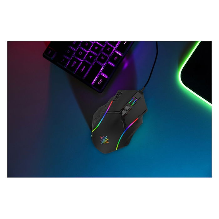 INCA Gaming Ratón para Juegos IMG-351 Ergonómico para Diestros, 12800 DPI, 12 Botones Programables, Iluminación RGB, Cable USB 1.8m, Negro