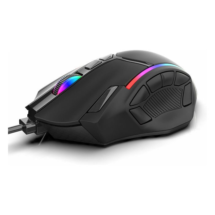 INCA Gaming Ratón para Juegos IMG-351 Ergonómico para Diestros, 12800 DPI, 12 Botones Programables, Iluminación RGB, Cable USB 1.8m, Negro