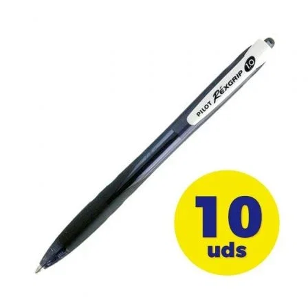 Caja de Bolígrafos de Tinta de Aceite Retráctil Pilot RexGrip Begreen/ 10 unidades/ Negros Caja de Bolígrafos de Tinta de Aceite Retráctil Pilot RexGrip Begreen/ 10 unidades/ Negros