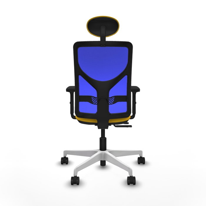 PIQUERAS Y CRESPO Silla de oficina Motilla con mecanismo Sincro/Traslack, Similpiel Amarillo y Malla Azul