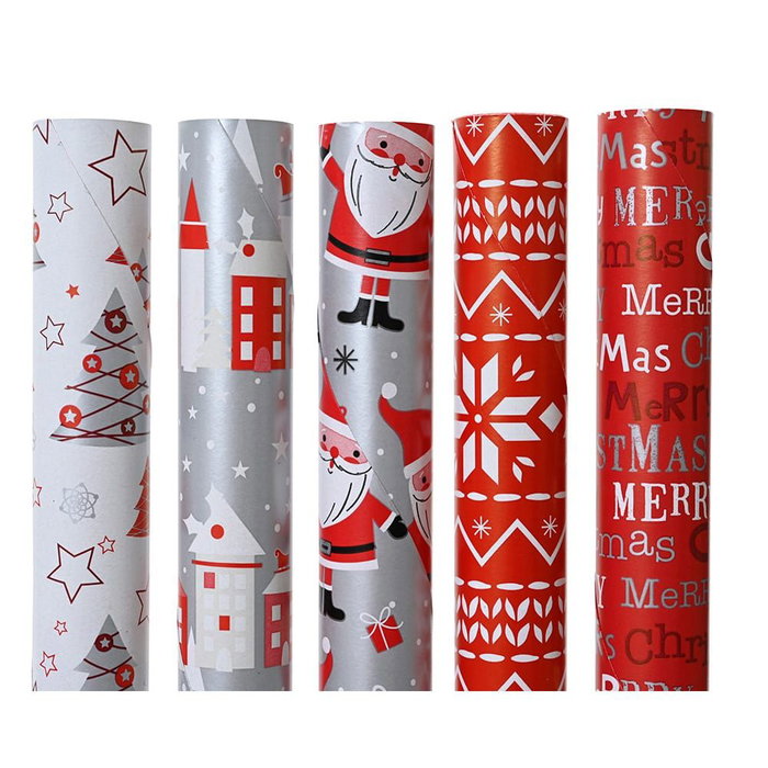 Decoris Papel de regalo con motivos navideños en tonos rojos, 200 x 70 cm Decoris Papel de regalo con motivos navideños en tonos rojos, 200 x 70 cm