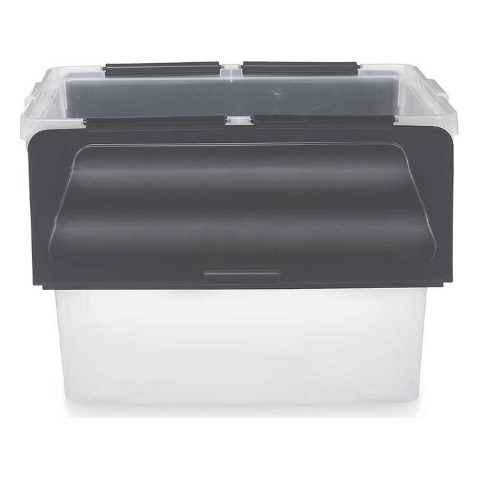 Caja de Almacenaje con Tapa Kipit Transparente Antracita Plástico 48 L (6 Unidades)