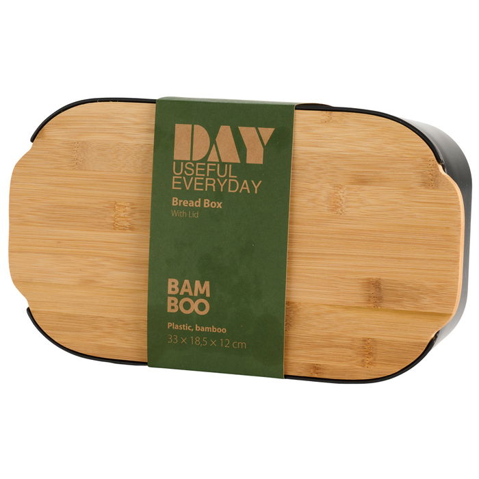 Day Panera con Tapa Negra de Plástico y Bambú 33x18,5x12 cm