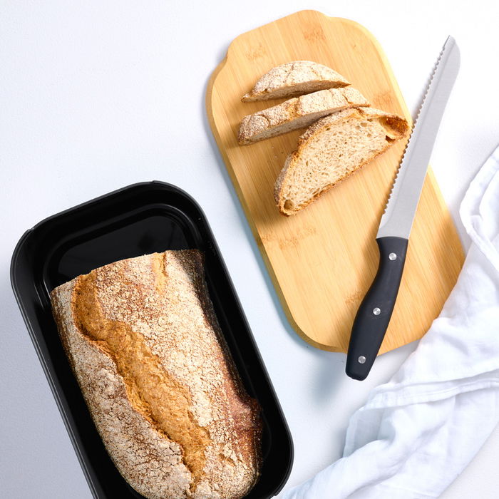 Day Panera con Tapa Negra de Plástico y Bambú 33x18,5x12 cm