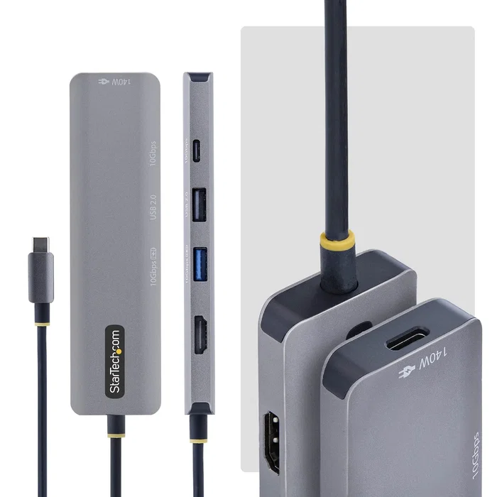 StarTech Mini Dock USB-C a HDMI con PD de 140W y Hub USB 10Gbps Gris StarTech Mini Dock USB-C a HDMI con PD de 140W y Hub USB 10Gbps Gris