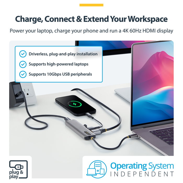StarTech Adaptador multipuertos USB-C 164B-USBC-MULTIPORT Gris