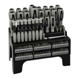 WOLFPACK LINEA PROFESIONAL Juego de Destornilladores y Destorpuntas 100 Piezas con Soporte