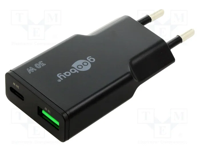 GOOBAY Cargador de Red 30W con USB-A y USB-C Power Delivery Negro GOOBAY Cargador de Red 30W con USB-A y USB-C Power Delivery Negro