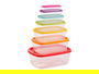 Leknes Set 7 Fiambreras Plástico Rectangular Multicolor 27 cm x 20 cm x 10 cm (Set de 12)