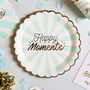 Party Time Juego de 6 Platos de Papel para Fiesta, Diámetro 23 cm, Modelos Happy Day (Rosa) y Happy Moments (Azul)