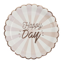Party Time Juego de 6 Platos de Papel para Fiesta, Diámetro 23 cm, Modelos Happy Day (Rosa) y Happy Moments (Azul)