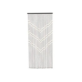 Decoris Cortina de Bambú Marrón con Abalorios para Puerta, Incluye Barra Superior Negra, Dimensiones 90 x 200 cm