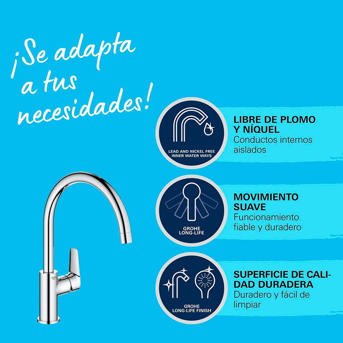 Grohe Grifo monomando de cocina Start edge caño alto cromado