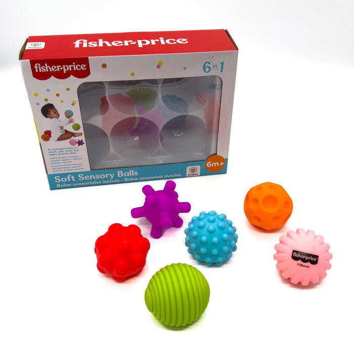 Fisher-Price Set de 6 Pelotas Sensoriales 920D00246 para Bebés +6 Meses - Texturas y Colores para Estimulación Táctil y Visual