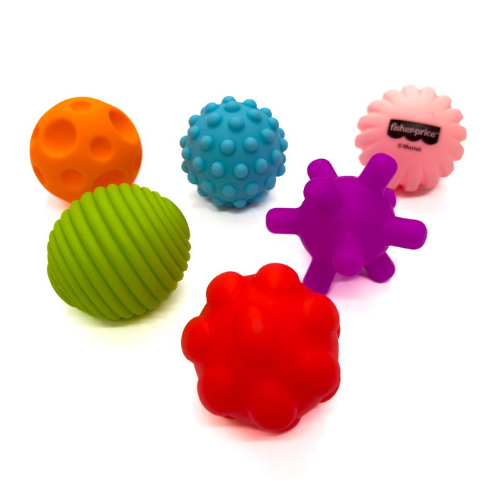 Fisher-Price Set de 6 Pelotas Sensoriales 920D00246 para Bebés +6 Meses - Texturas y Colores para Estimulación Táctil y Visual