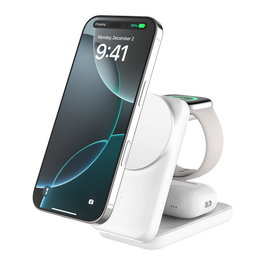 Belkin UltraCharge 25W Qi2 magnético 3 en 1 plegable para Apple Watch - Cargador inalámbrico 1.5 m Blanco WIZ036kqWH
