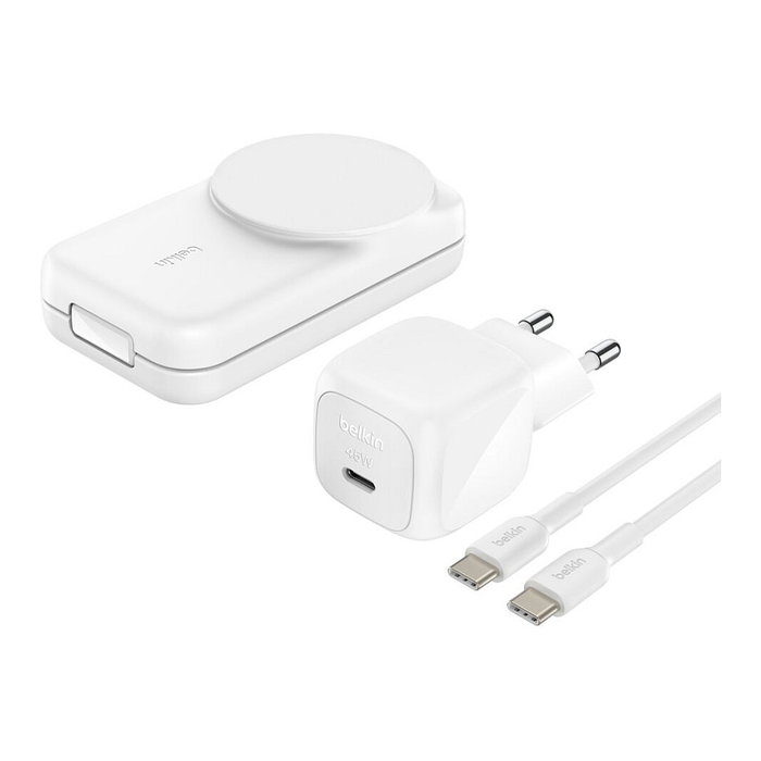 Belkin UltraCharge 25W Qi2 magnético 3 en 1 plegable para Apple Watch - Cargador inalámbrico 1.5 m Blanco WIZ036kqWH