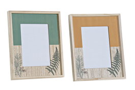 DKD Home Decor Set de 2 Marcos de Fotos de Madera y Cristal 22x3x27 cm (13x18) Verde y Terracota