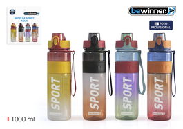 Bewinner Botella Sport Agua Transparente Multiusos 1L 7.8 cm x 28 cm x 7.8 cm (12 Unidades)