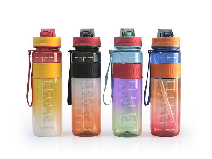 Bewinner Botella Sport Agua Transparente Multiusos 1L 7.8 cm x 28 cm x 7.8 cm (12 Unidades)