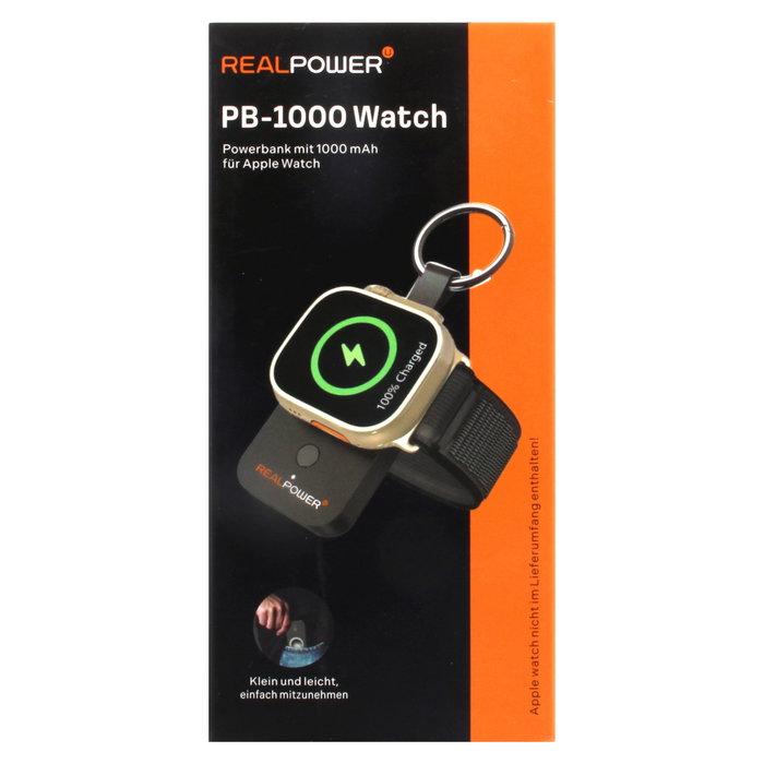 RealPower Power Bank PB-1000watch Inalámbrico 1000 mAh Negro - Cargador para Apple Watch