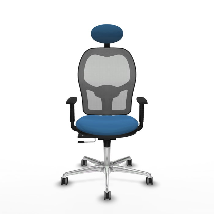 PIQUERAS Y CRESPO Silla de oficina Jorquera con mecanismo Sincro/Traslack, Azul claro y Gris