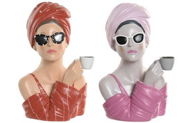 DKD Home Decor Figura de Resina Surtido de 2 Piezas Rojo y Coral