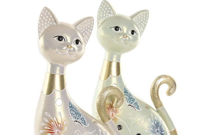 DKD Home Decor Figura de Gato en Resina Surtido de 2 Unidades Verde y Beige DKD Home Decor Figura de Gato en Resina Surtido de 2 Unidades Verde y Beige
