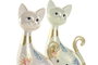 DKD Home Decor Figura de Gato en Resina Surtido de 2 Unidades Verde y Beige