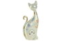 DKD Home Decor Figura de Gato en Resina Surtido de 2 Unidades Verde y Beige