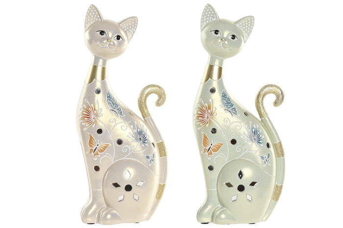 DKD Home Decor Figura de Gato en Resina Surtido de 2 Unidades Verde y Beige DKD Home Decor Figura de Gato en Resina Surtido de 2 Unidades Verde y Beige