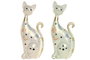 DKD Home Decor Figura de Gato en Resina Surtido de 2 Unidades Verde y Beige
