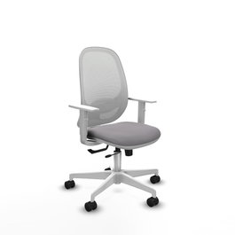 PIQUERAS Y CRESPO Silla de oficina Cilanco con mecanismo Sincro/Traslack, Gris y Blanco