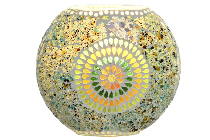 DKD Home Decor Lámpara de Sobremesa de Cristal Multicolor Craquelado