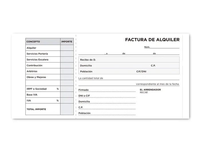 Liderpapel Talonario Inquilinato 3 en Folio con Condiciones e IVA