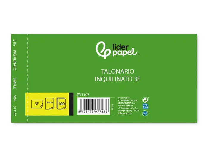 Liderpapel Talonario Inquilinato 3 en Folio con Condiciones e IVA
