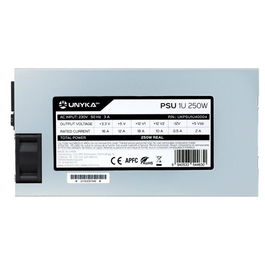 UNYKAch Fuente de Alimentación Flex ATX 1U 250W APFC para Servidor y Rack 19", 100-230V, Conectores ATX 20+4, EPS, SATA, Protecciones OVP/OCP/SCP