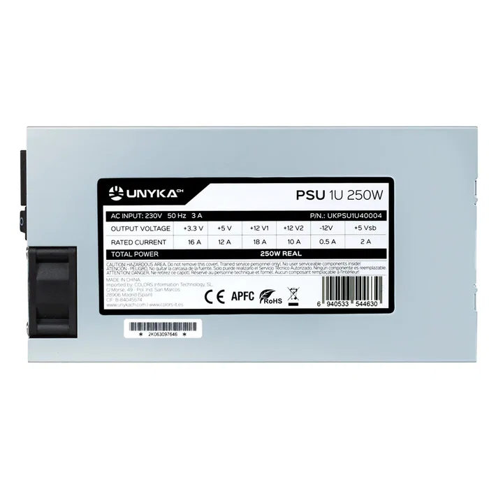 Unykach Fuente de Alimentación para Servidor Flex 1U 250W APFC Activo, Ventilador 40mm, para Reparaciones