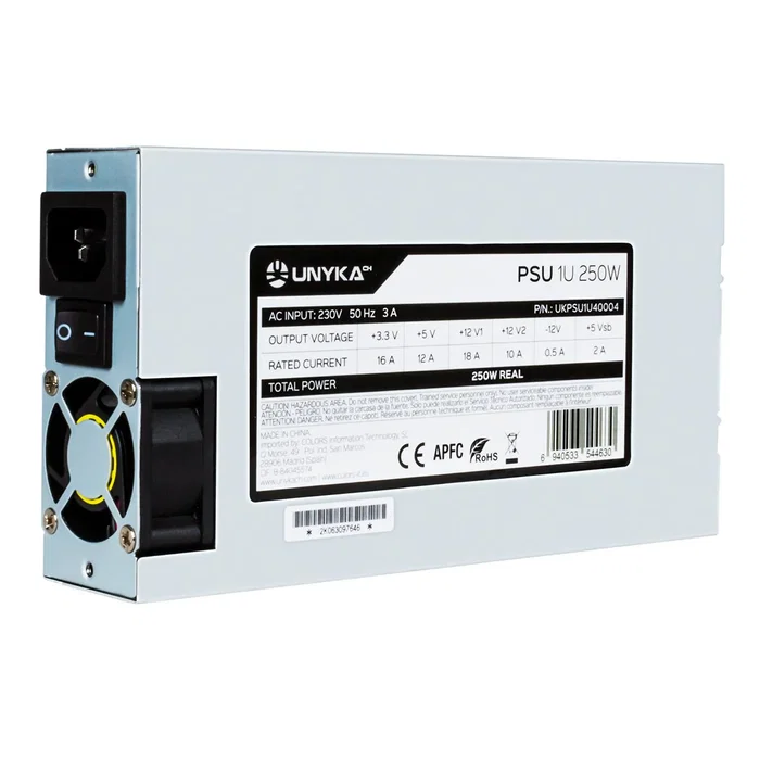 Unykach Fuente de Alimentación para Servidor Flex 1U 250W APFC Activo, Ventilador 40mm, para Reparaciones