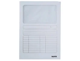 Leitz Subcarpeta de Cartulina DIN A4 con Ventanilla Transparente, Blanco