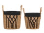 Giftdecor Set 2 Maceteros Macramé Trenzado Negro, Algodón y Esparto, 30x28x30 cm (Set de 4)