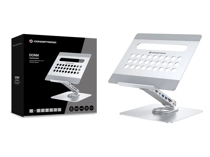 Conceptronic DONN27G Soporte para portátil con docking station 7 en 1 Plata Conceptronic DONN27G Soporte para portátil con docking station 7 en 1 Plata