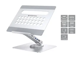 Conceptronic DONN27G Soporte para portátil con docking station 7 en 1 Plata