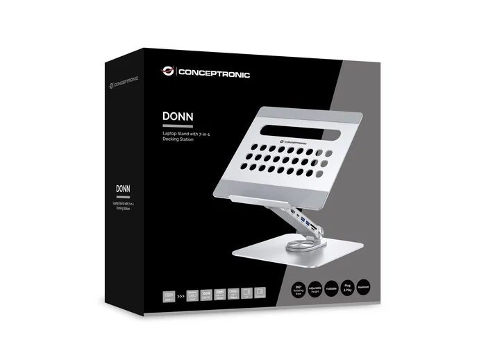Conceptronic DONN27G Soporte para portátil con docking station 7 en 1 Plata Conceptronic DONN27G Soporte para portátil con docking station 7 en 1 Plata