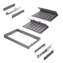 Emuca Kit de cajón zapatero extraíble para armarios Quartz, regulable, módulo 600mm, Acero, aluminio y plástico, Titanio