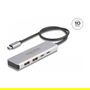 DeLOCK Hub USB-C 4 Puertos 10 Gbps, 2x USB-A y 2x USB-C 3.2 Gen 2, Aluminio Gris, Cable 35 cm (Plug & Play, Windows/Mac/Linux)
